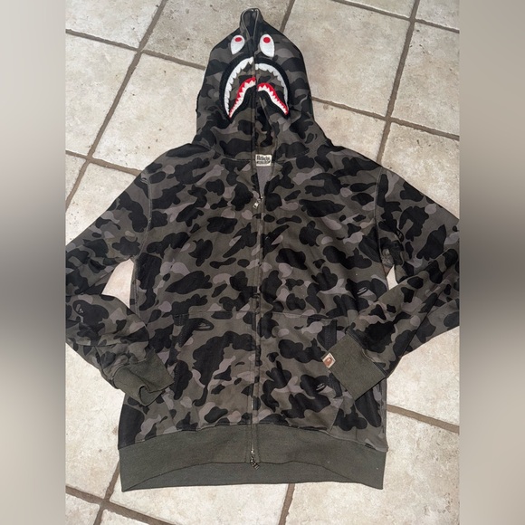 ABC GRAY Color BAPE Camo Shark Full Zip HoodieBlack